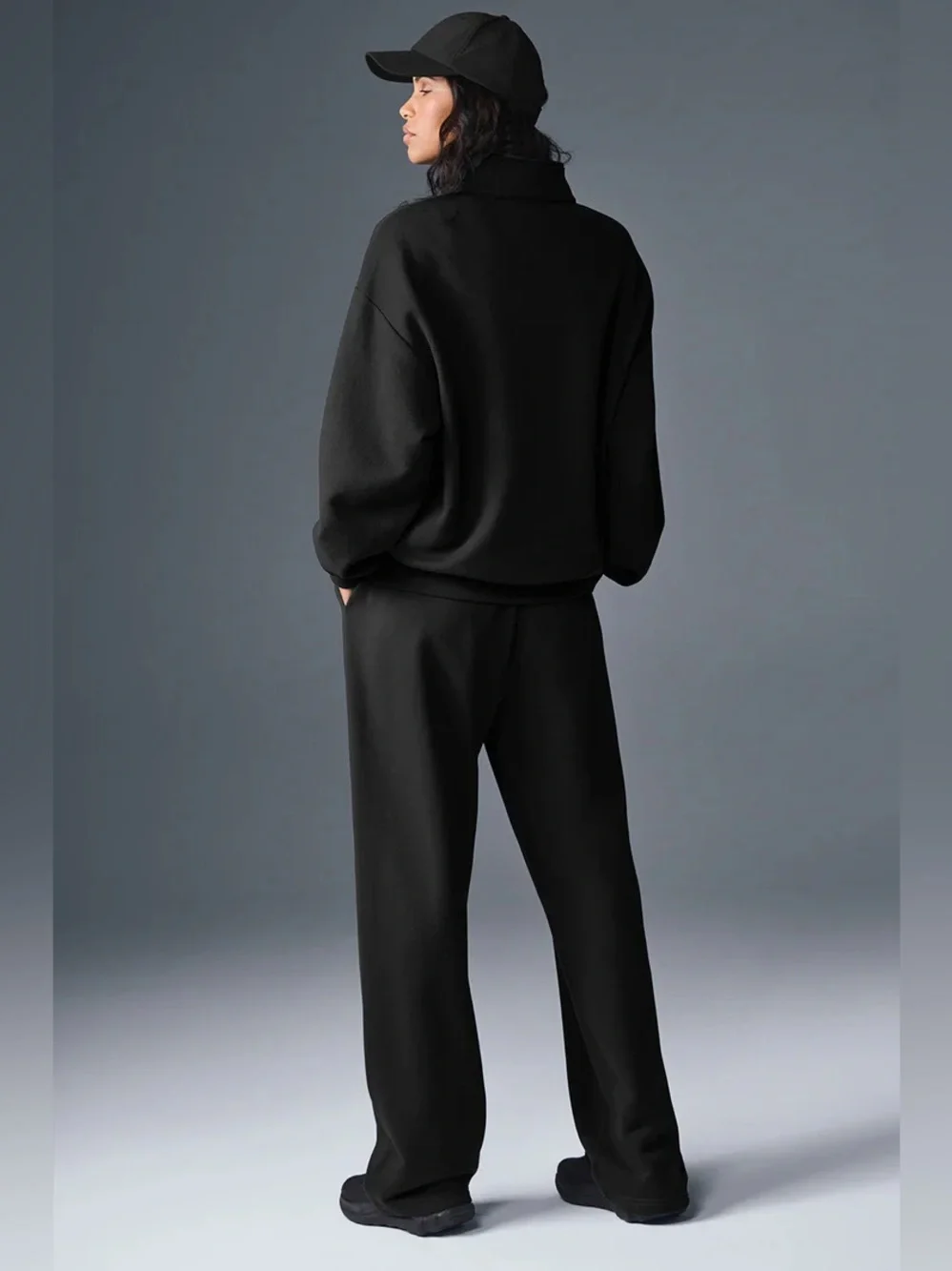 NWT ALO Yoga Accolade 1/4 Zip Pullover Black Sweatshirt